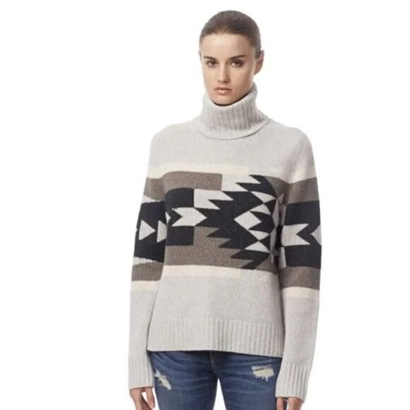 360 Cashmere Willa Tribal Southwestern Print Turtleneck Sweater - Picture 1 of 8